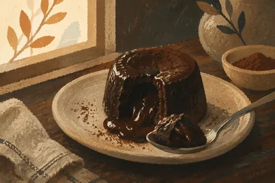 Rich Molten Chocolate Dessert Close Up