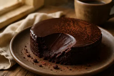 Rich Flourless Chocolate Cake Close Up