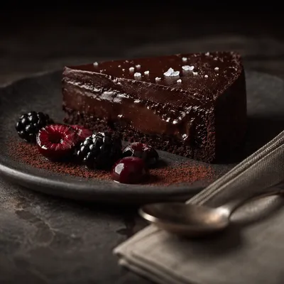 Rich Dark Chocolate Torte Close-Up