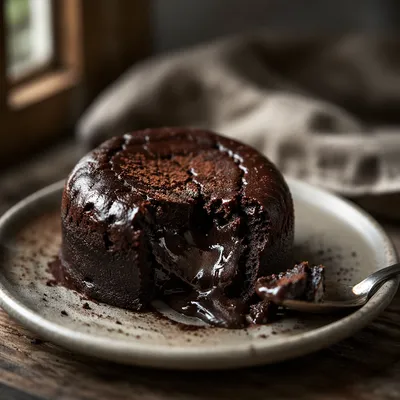 Rich Molten Chocolate Dessert Close Up