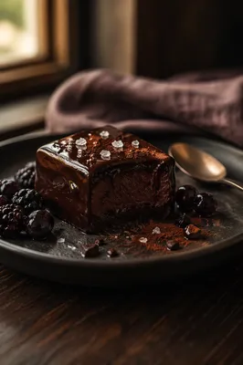 Rich Dark Chocolate Dessert Close-Up