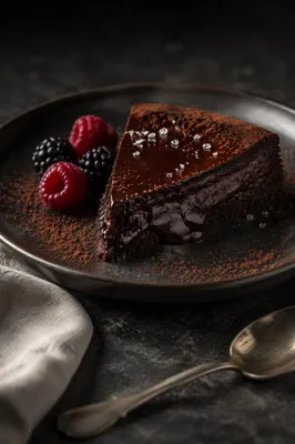 Moody Close-Up of Rich Chocolate Torte