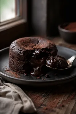 Rich Molten Chocolate Dessert Close Up
