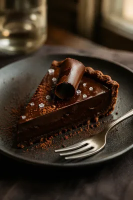 Rich Dark Chocolate Ganache Tart Close Up