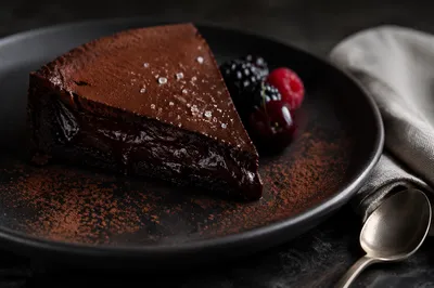 Rich Dark Chocolate Torte Close-Up