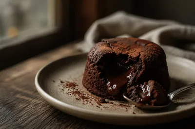 Rich Molten Chocolate Dessert Close Up
