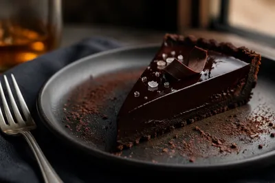 Rich Dark Chocolate Ganache Tart Close-Up