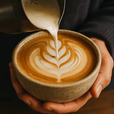 Morning Latte Art in Cozy Cafe