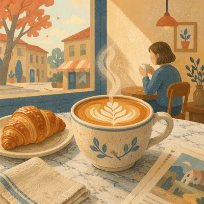 Morning Latte Art in Cozy Cafe