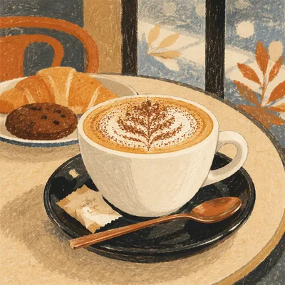 Cozy Morning Cappuccino with Floral Latte Art