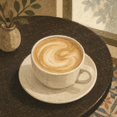 Morning Cappuccino with Abstract Latte Art
