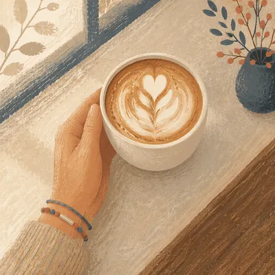 Morning Latte Art in Quiet Cafe