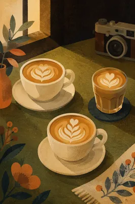 Cozy Morning Cafe Latte Art Scene