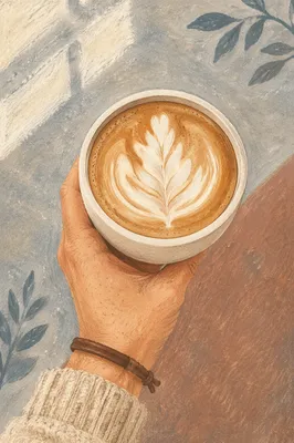 Morning Latte Cup with Leaf Art