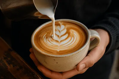 Morning Latte Art in Cozy Cafe