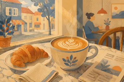 Morning Latte Art in Cozy Cafe