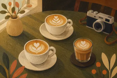 Cozy Morning Cafe Coffee Latte Art
