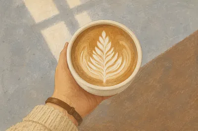Morning Latte Cup with Leaf Art