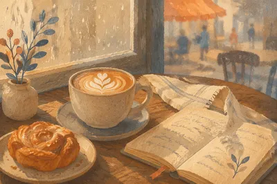 Morning Latte with Quiet Cafe Reflection