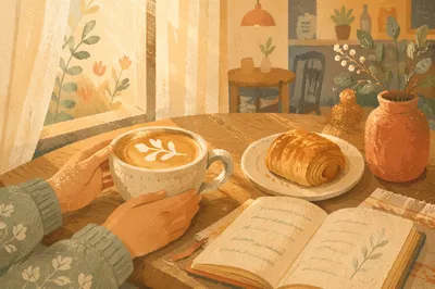 Morning Latte with Olive Branch Foam Art