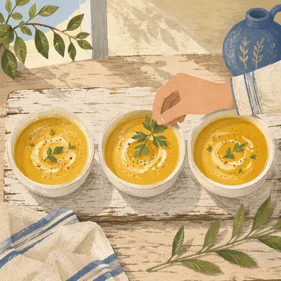 Homemade Golden Vegetable Soup Preparation