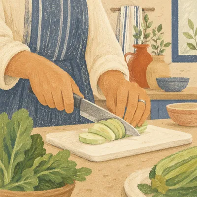 Hands Preparing Fresh Vegetables for Shared Meal