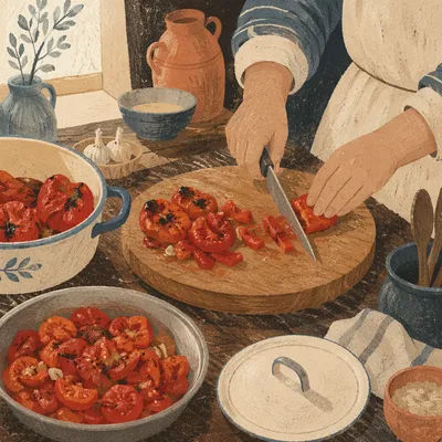 Rustic Hands Preparing Vegetables for Shared Meal