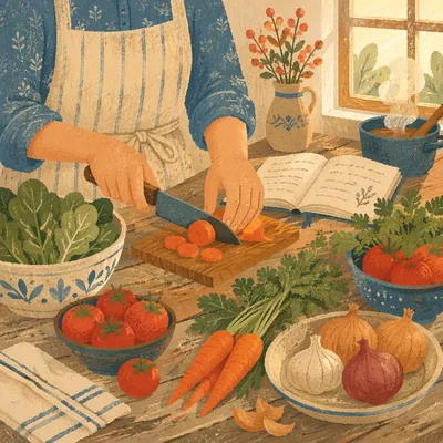Grateful Hands Preparing Fresh Vegetables