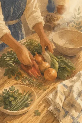 Hands Preparing Vegetables for a Shared Meal