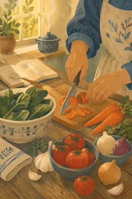 Hands Preparing Vegetables with Grateful Care