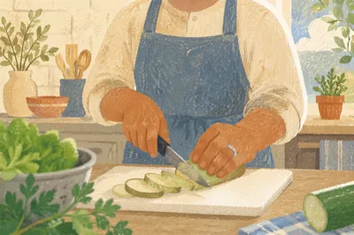 Hands Preparing Vegetables for Shared Meal