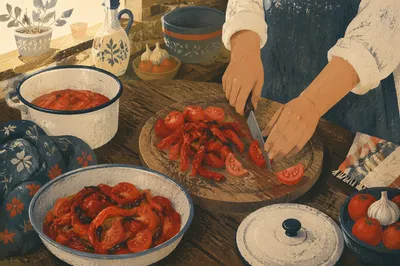 Rustic Hands Preparing Vegetables for Shared Meal