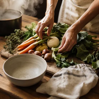 Hands Preparing Vegetables for Shared Meal