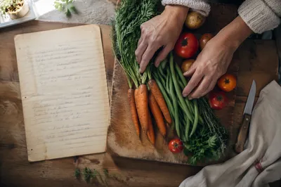 Morning Kitchen Hands Preparing Garden Vegetables