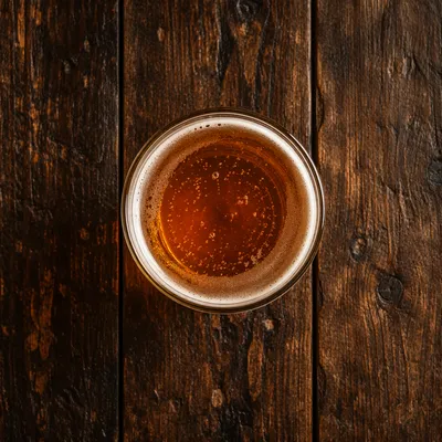 Amber Craft Beer on Rustic Pub Table