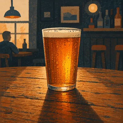 Glowing Amber Craft Beer in Rustic Pub