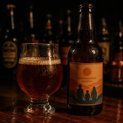 Amber Craft Beer Glass on Pub Bar