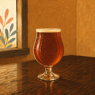 Amber Craft Beer on Wooden Pub Table