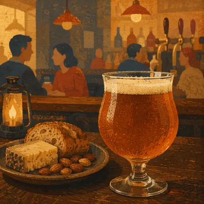 Amber Craft Beer With Rustic Pub Pairing