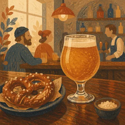 Amber Craft Beer with Soft Pretzels