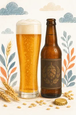 Amber Craft Beer Glass With Bottle