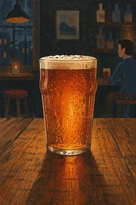 Glowing Amber Craft Beer in Pub