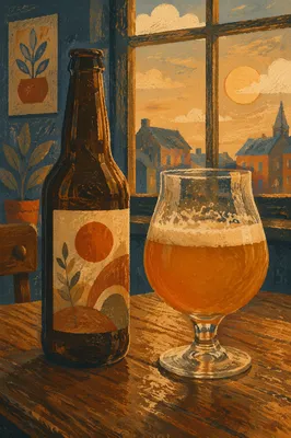 Amber Craft Beer on Wooden Pub Table