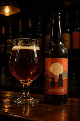 Amber Craft Beer Glass on Pub Bar