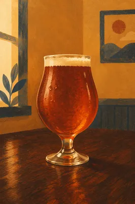 Amber Craft Beer on Wooden Pub Table