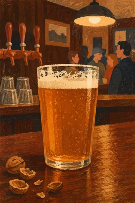Amber Craft Beer on Cozy Pub Bar
