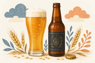 Amber Craft Beer Glass with Barley