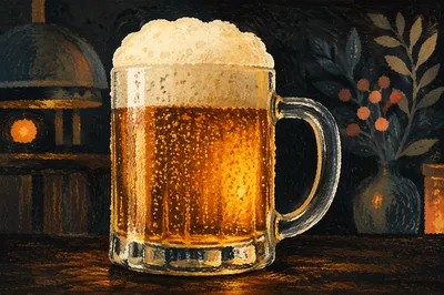 Amber Craft Beer Mug in Dark Pub