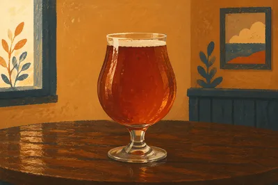 Amber Craft Beer on Wooden Pub Table
