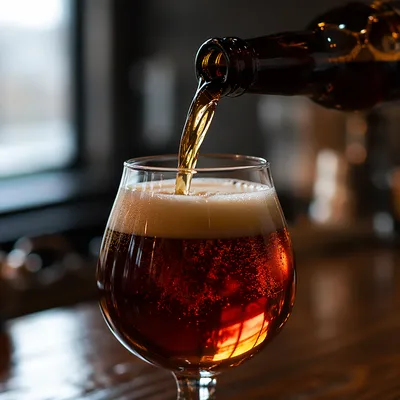 Amber Craft Beer Pour in Pub